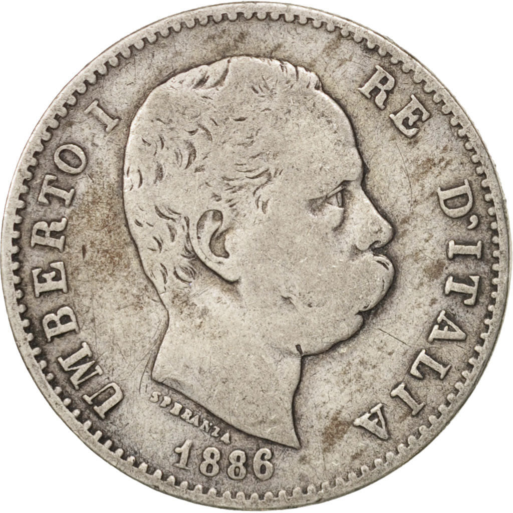 Coin, Italy, Umberto I, Lira, 1886, Rome, VF(20-25), Silver, KM:24.1