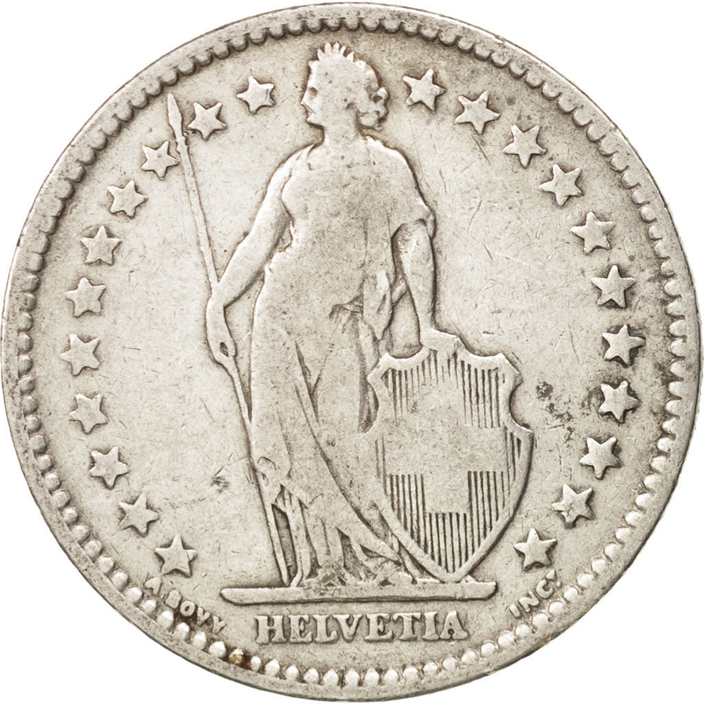 Switzerland, 2 Francs, 1879, Bern, VF(20-25), Silver, KM:21