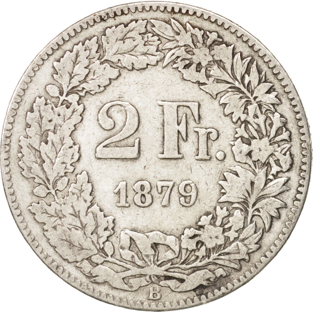 Switzerland, 2 Francs, 1879, Bern, VF(20-25), Silver, KM:21