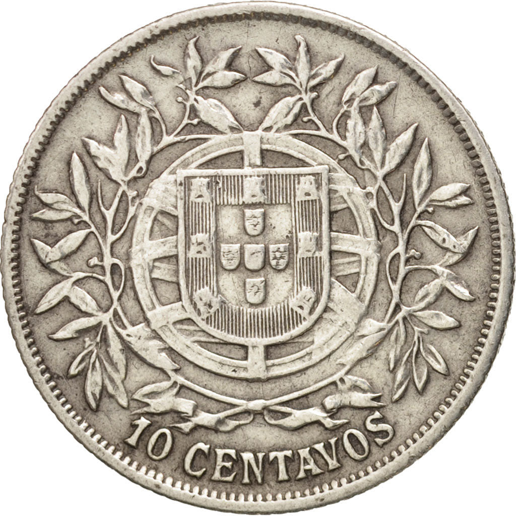 Portugal, 10 Centavos, 1915, AU(50-53), Silver, KM:563