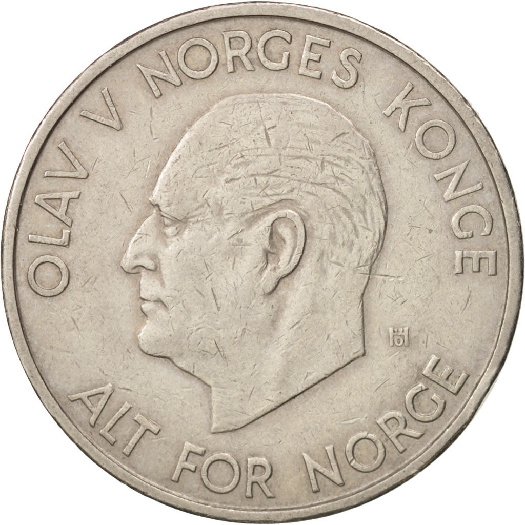 Norway, Olav V, 5 Kroner, 1963, VF(30-35), Copper-nickel, KM:412