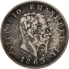 Munten, Italië, Vittorio Emanuele II, Lira, 1863, Milan, FR+, Zilver, KM:5a.1