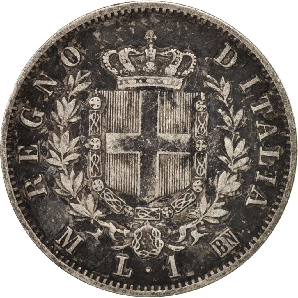 Coin, Italy, Vittorio Emanuele II, Lira, 1863, Milan, VF(30-35), Silver, KM:5a.1