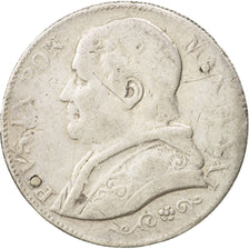 STATI ITALIANI, PAPAL STATES, Pius IX, 2 Lire, 1866, MB, Argento, KM:1379.2