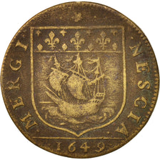 France, Token, Jérome Le Féron, prévot des marchands, 1649, TB+, Brass