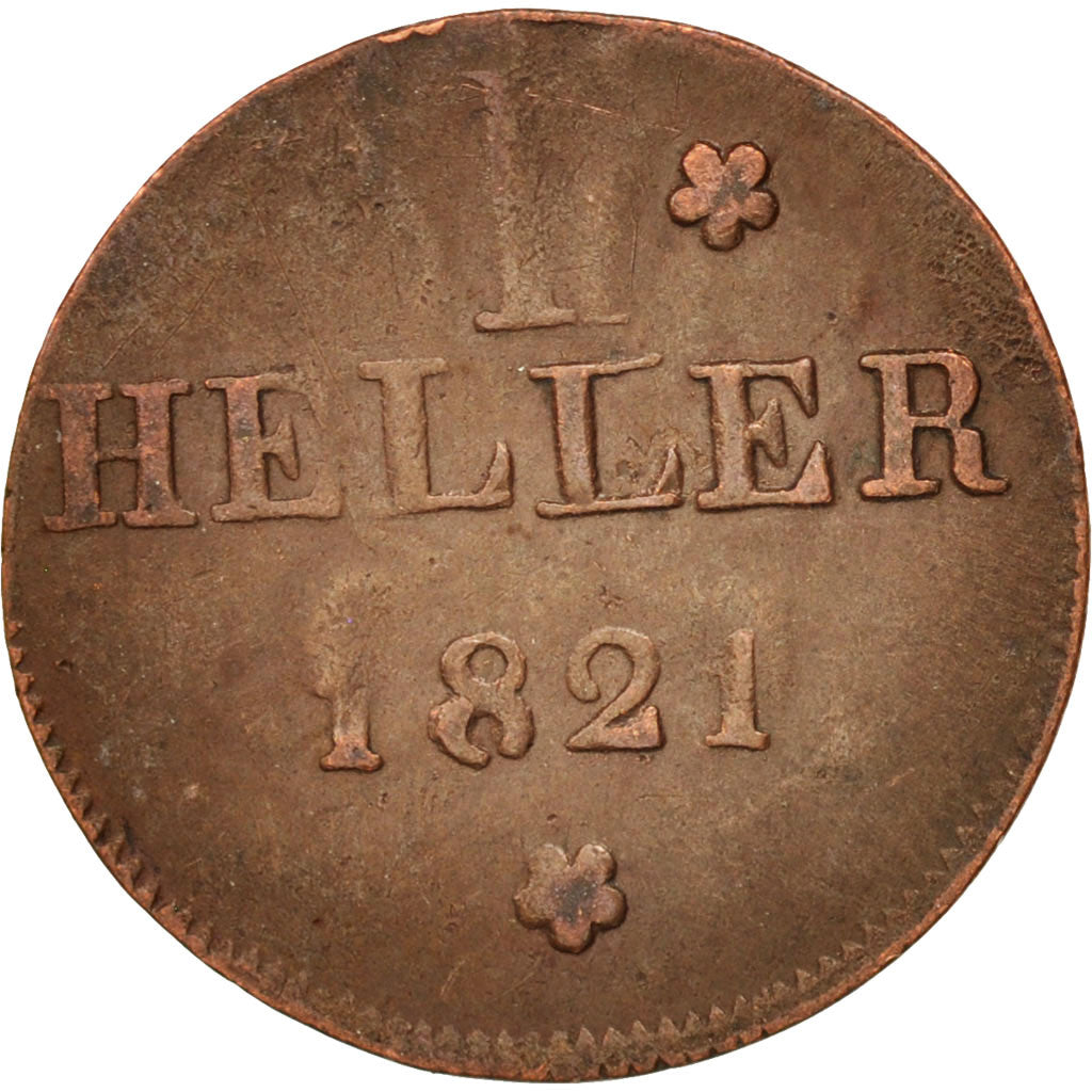 Coin, German States, FRANKFURT AM MAIN, Heller, 1821, Frankfurt, VF(30-35)