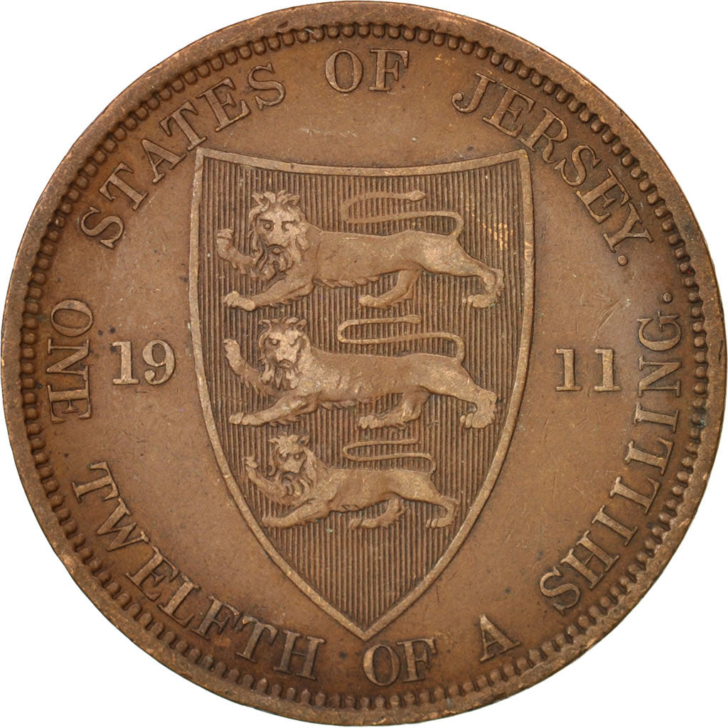 Coin, Jersey, George V, 1/12 Shilling, 1911, EF(40-45), Bronze, KM:12