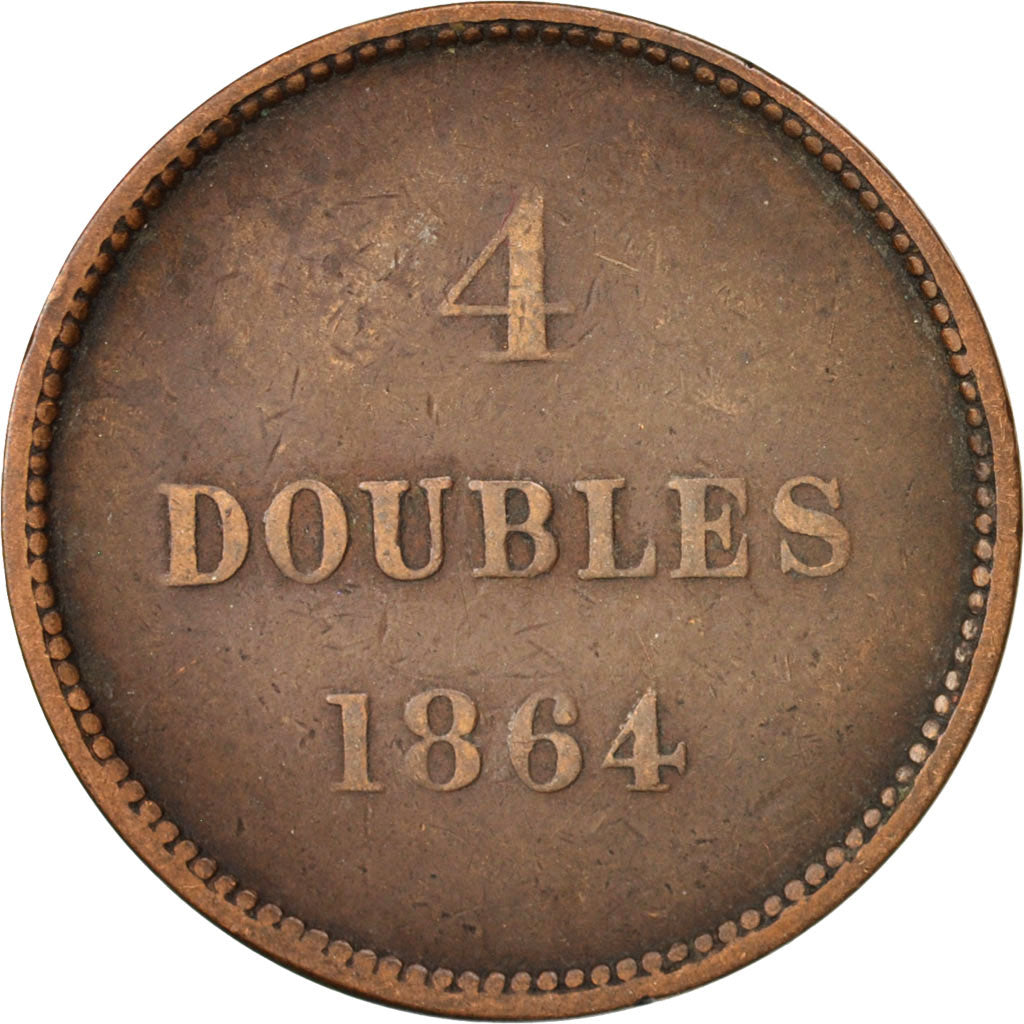 Guernsey, 4 Doubles, 1864, Guernesey, VF(30-35), Bronze, KM:6