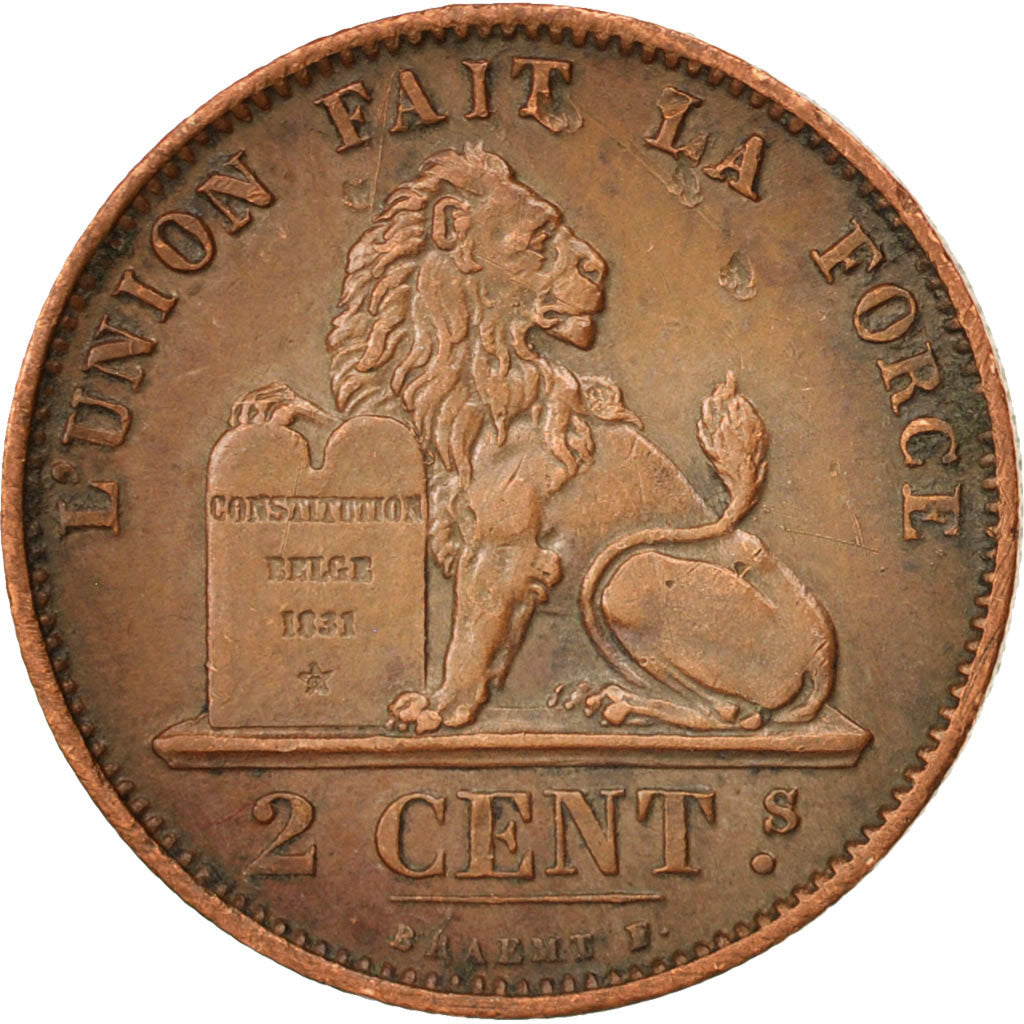 Coin, Belgium, Leopold II, 2 Centimes, 1876, EF(40-45), Copper, KM:35.1