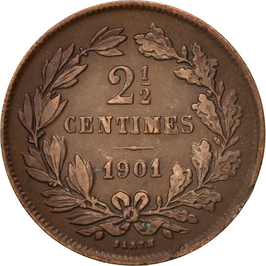 Luxembourg, William III, 2-1/2 Centimes, 1901, Utrecht, EF(40-45), Bronze, KM:21
