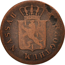 German States, NASSAU, Adolph, Heller, 1842, Wiesbaden, F(12-15), Copper, KM:66