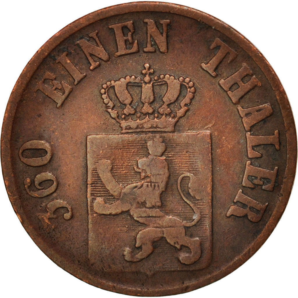 German States, HESSE-CASSEL, Friedrich Wilhelm, Heller, 1856, VF(30-35)