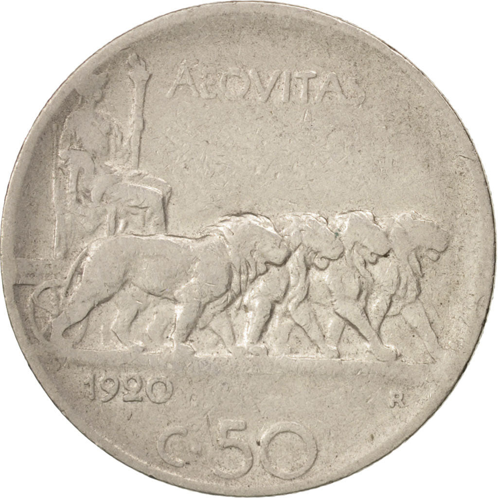 Monnaie, Italie, Vittorio Emanuele III, 50 Centesimi, 1920, Rome, TB+, Nickel