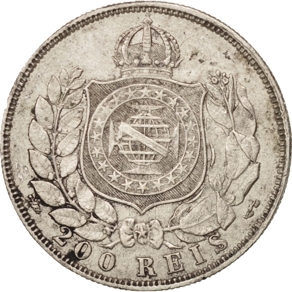 Brazil, Pedro II, 200 Reis, 1867, VF(30-35), Silver, KM:469