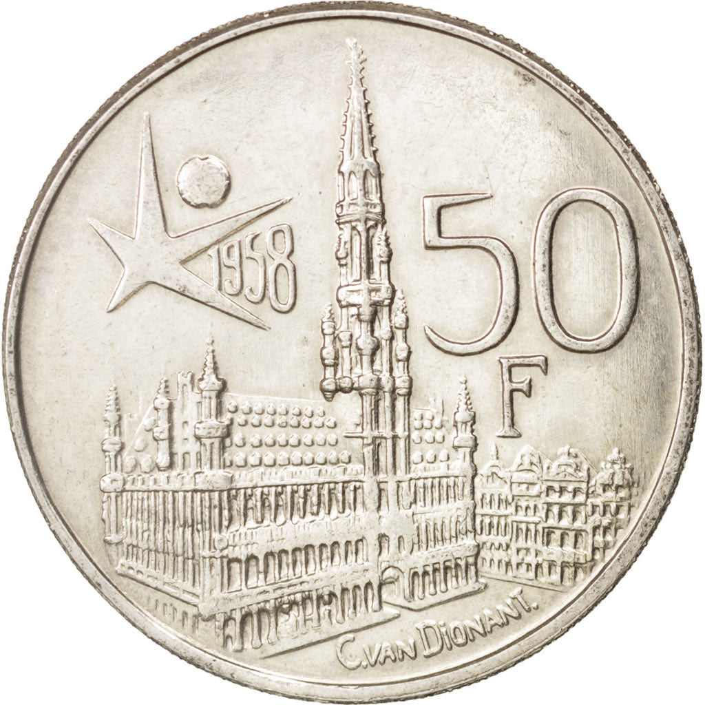 Coin, Belgium, 50 Francs, 50 Frank, 1958, EF(40-45), Silver, KM:150.1