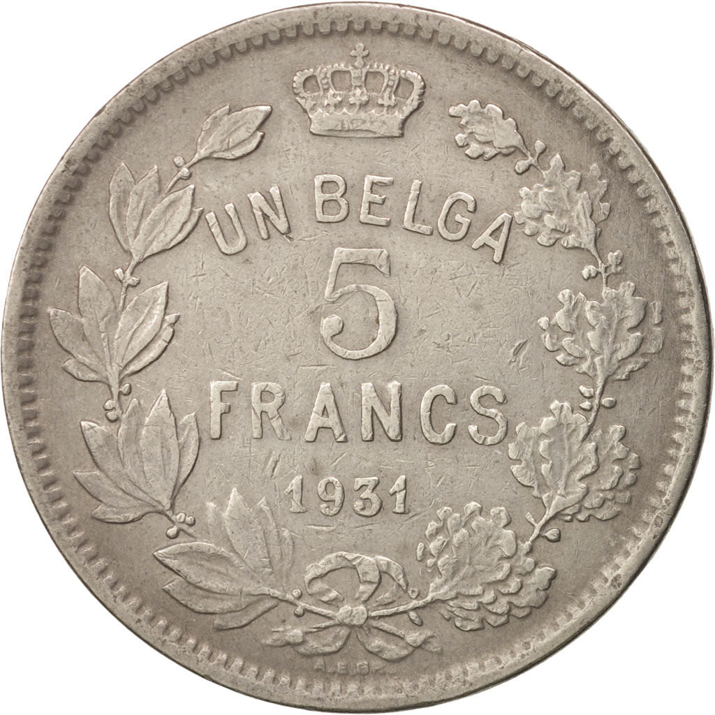 Coin, Belgium, 5 Francs, 5 Frank, 1931, EF(40-45), Nickel, KM:97.1