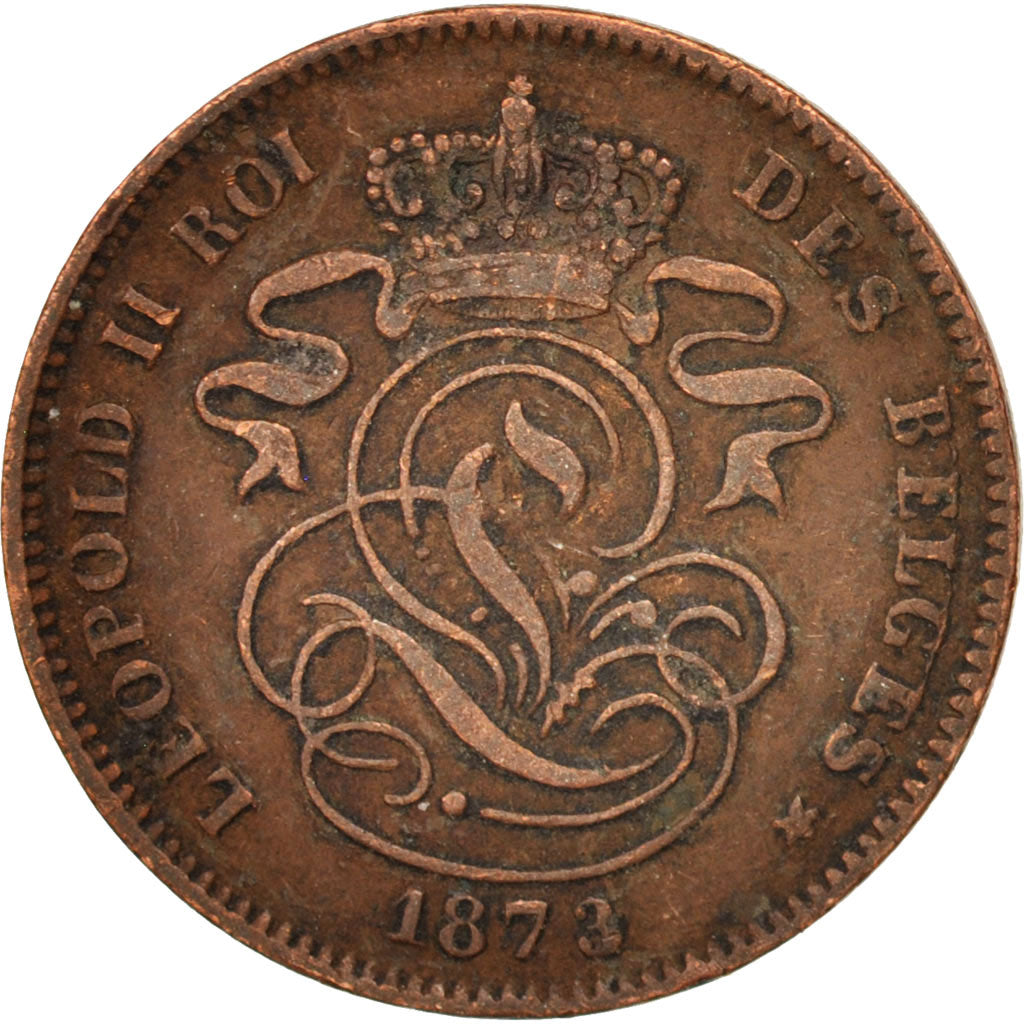 Moneta, Belgio, Leopold II, 2 Centimes, 1873, MB+, Rame, KM:35.1