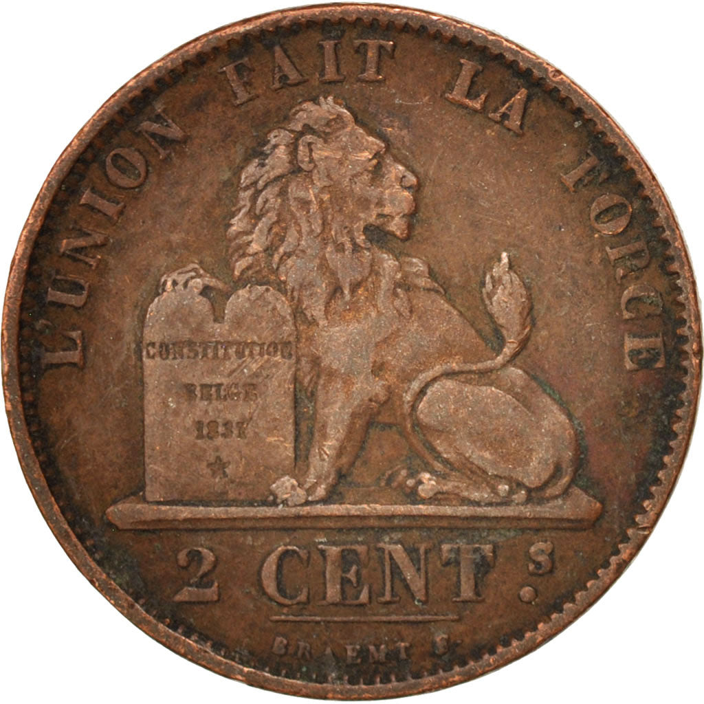 Moneta, Belgio, Leopold II, 2 Centimes, 1873, MB+, Rame, KM:35.1