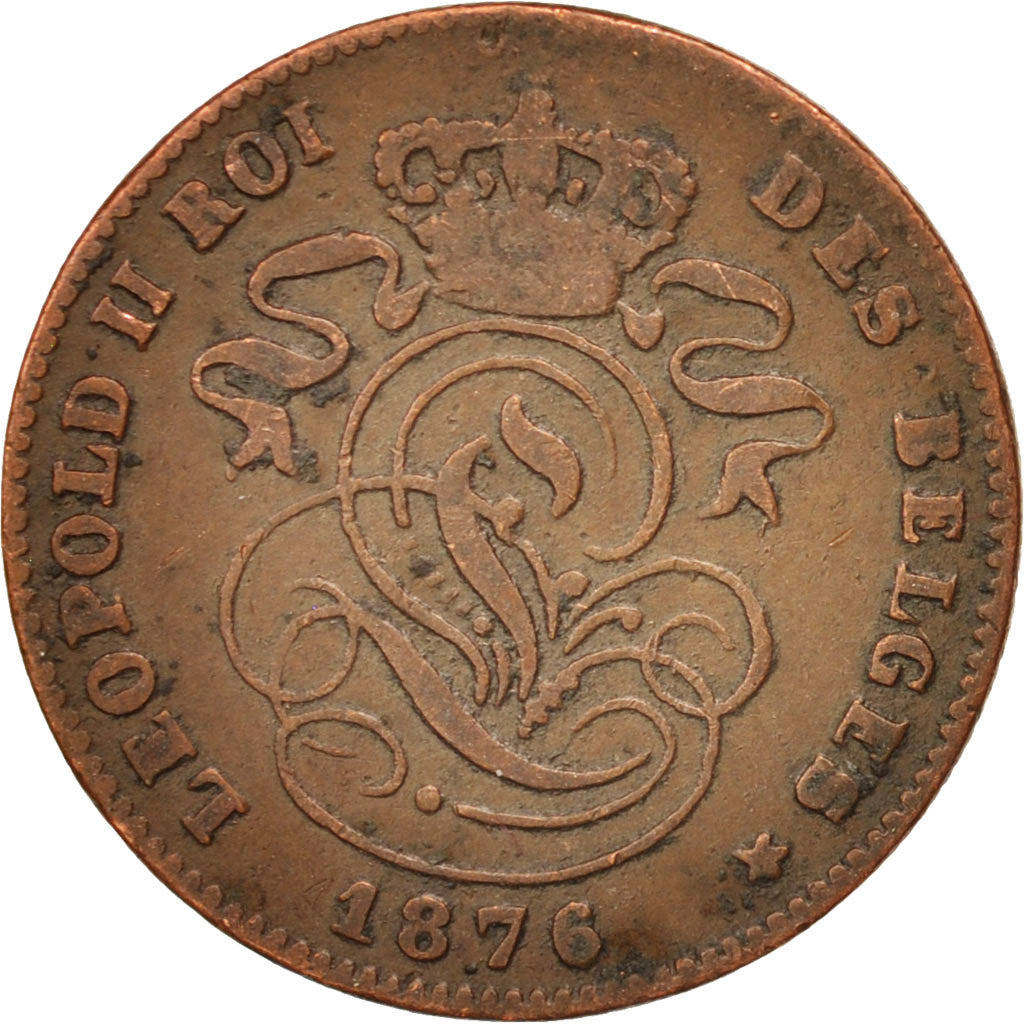 Coin, Belgium, Leopold II, 2 Centimes, 1876, VF(30-35), Copper, KM:35.1
