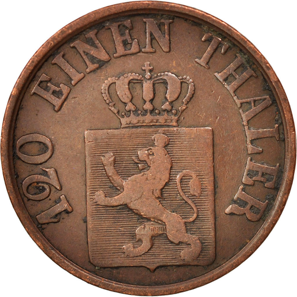 German States, HESSE-CASSEL, Friedrich Wilhelm, 3 Heller, 1853, VF(30-35)