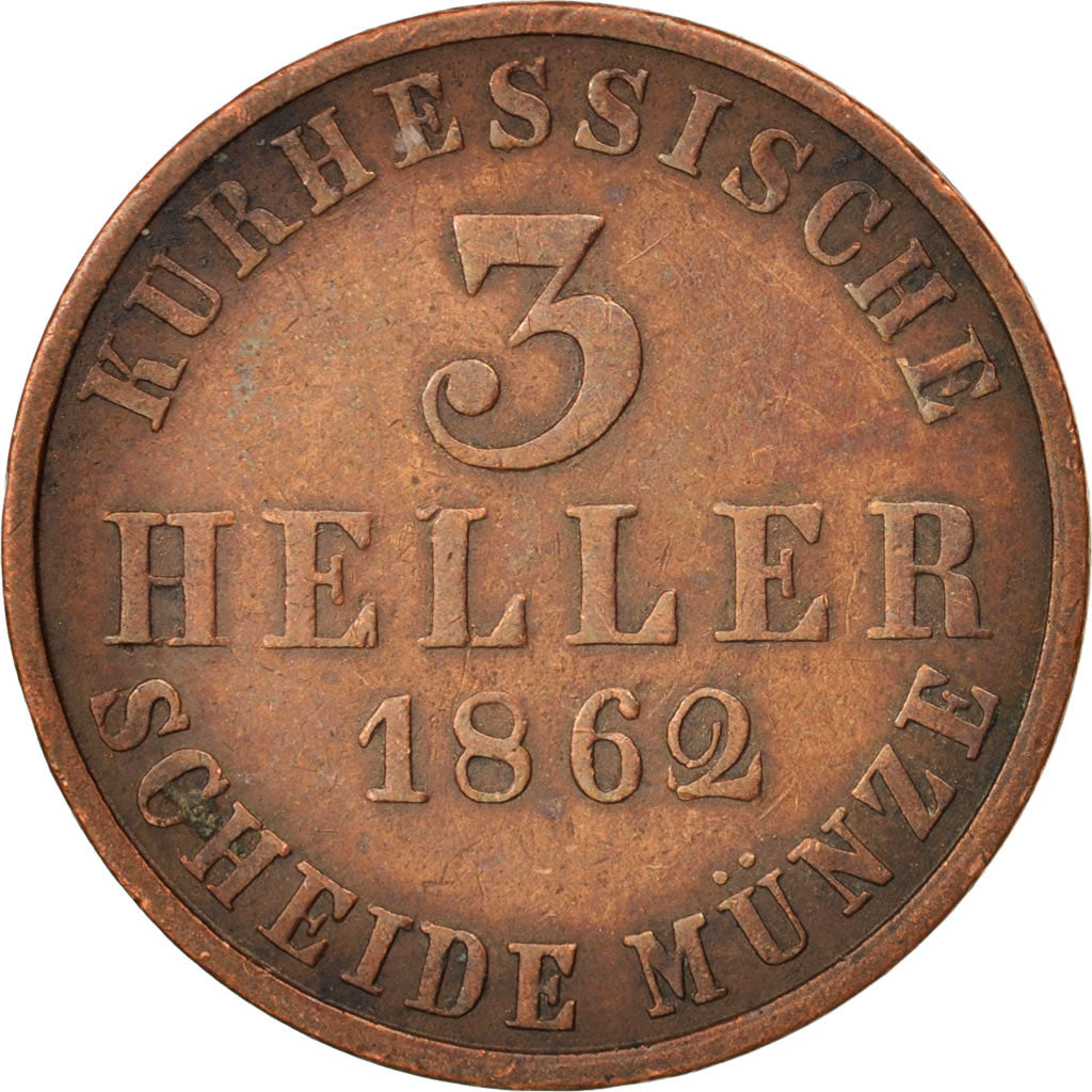 Münze, Deutsch Staaten, HESSE-CASSEL, Friedrich Wilhelm, 3 Heller, 1862, SS