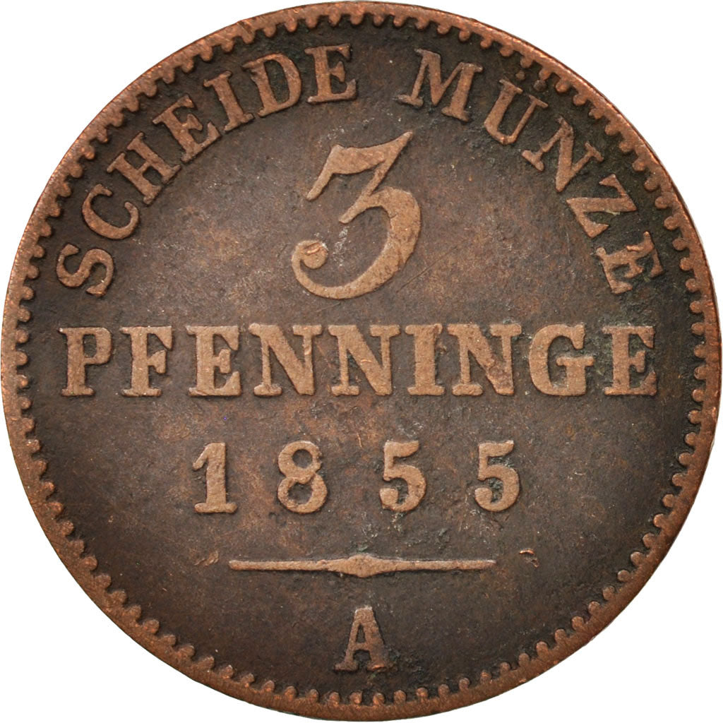 Monnaie, Etats allemands, PRUSSIA, Friedrich Wilhelm IV, 3 Pfennig, 1855, TB+