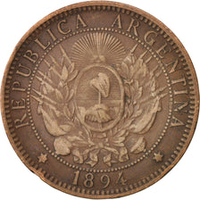 Argentina, 2 Centavos, 1894, VF(30-35), Bronze, KM:33