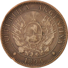 Argentine, 2 Centavos, 1894, TB+, Bronze, KM:33