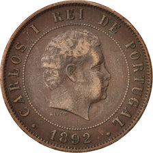 Portugal, Carlos I, 20 Reis, 1892, VF(30-35), Bronze, KM:533