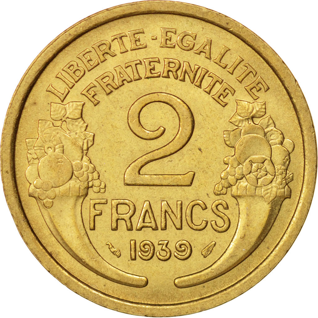 Coin, France, Morlon, 2 Francs, 1939, Paris, AU(50-53), Aluminum-Bronze, KM:886