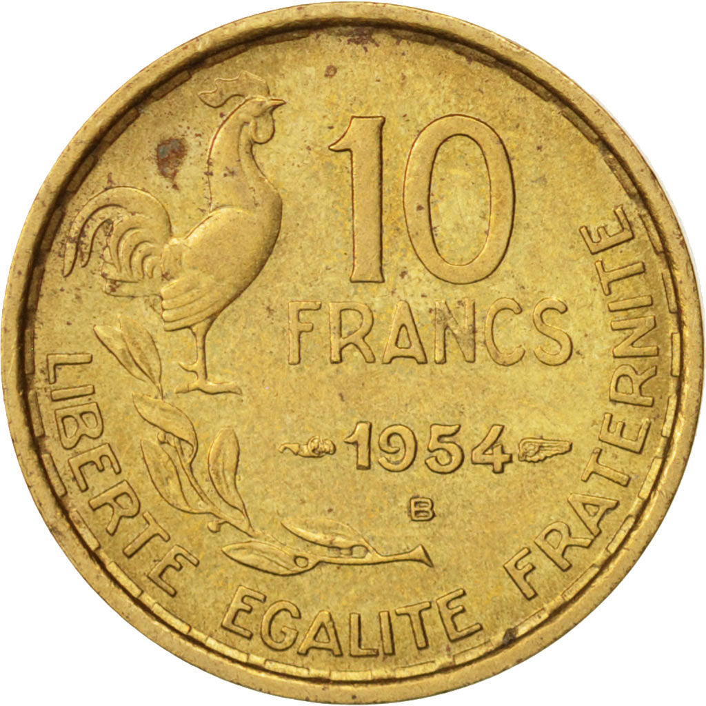Munten, Frankrijk, Guiraud, 10 Francs, 1954, Beaumont le Roger, PR