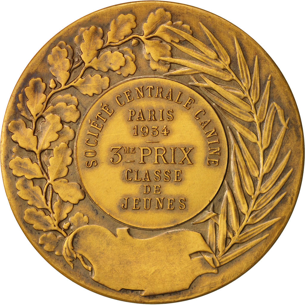 Francia, Medal, Société centrale canine, Paris, Sports & leisure, 1934