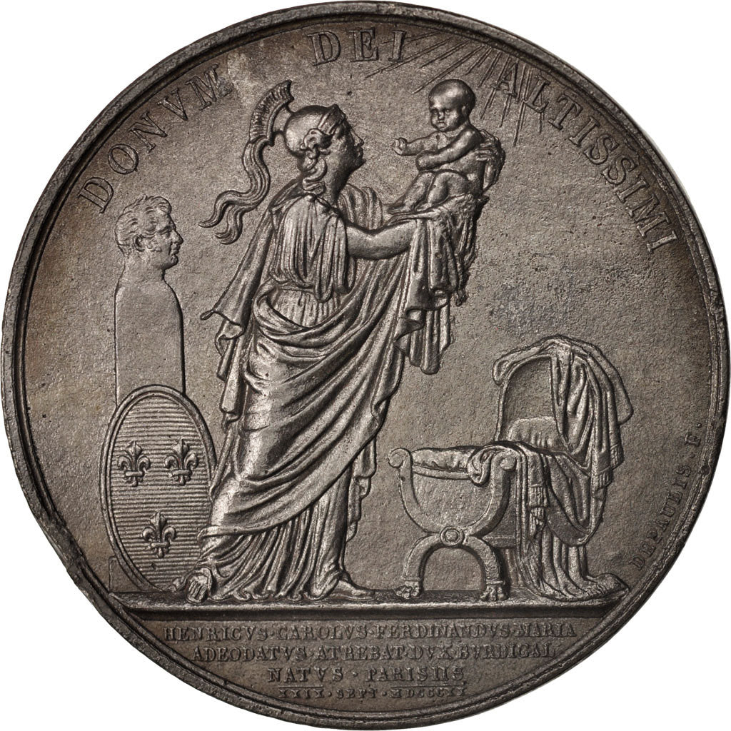 Francia, Medal, Naissance d'Henri d'Artois, Louis XVIII, History, 1820, Andrieu