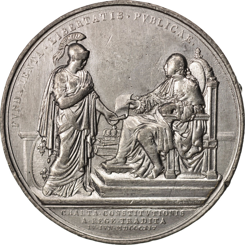 Francja, Medal, Ludwik XVIII, Charte Constitutionnelle, Historia, 1814, Andrieu