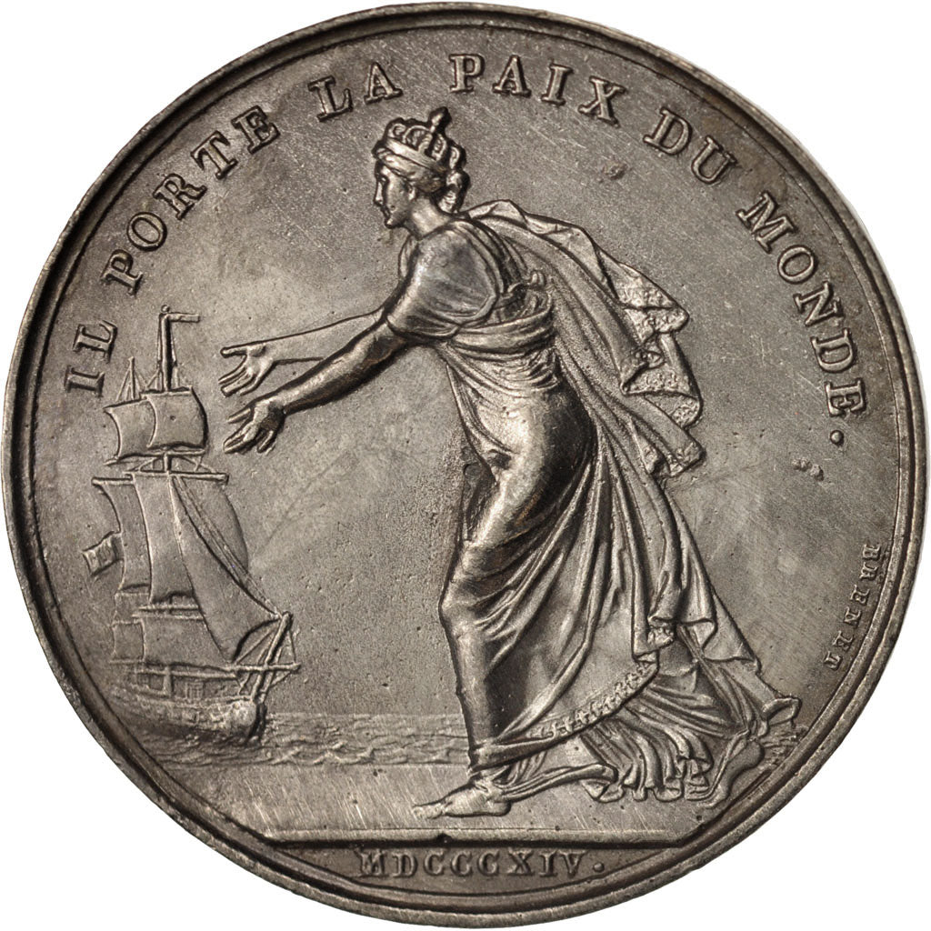 Francja, Medal, Ludwik XVIII, Il porte la paix du monde, Historia, 1814