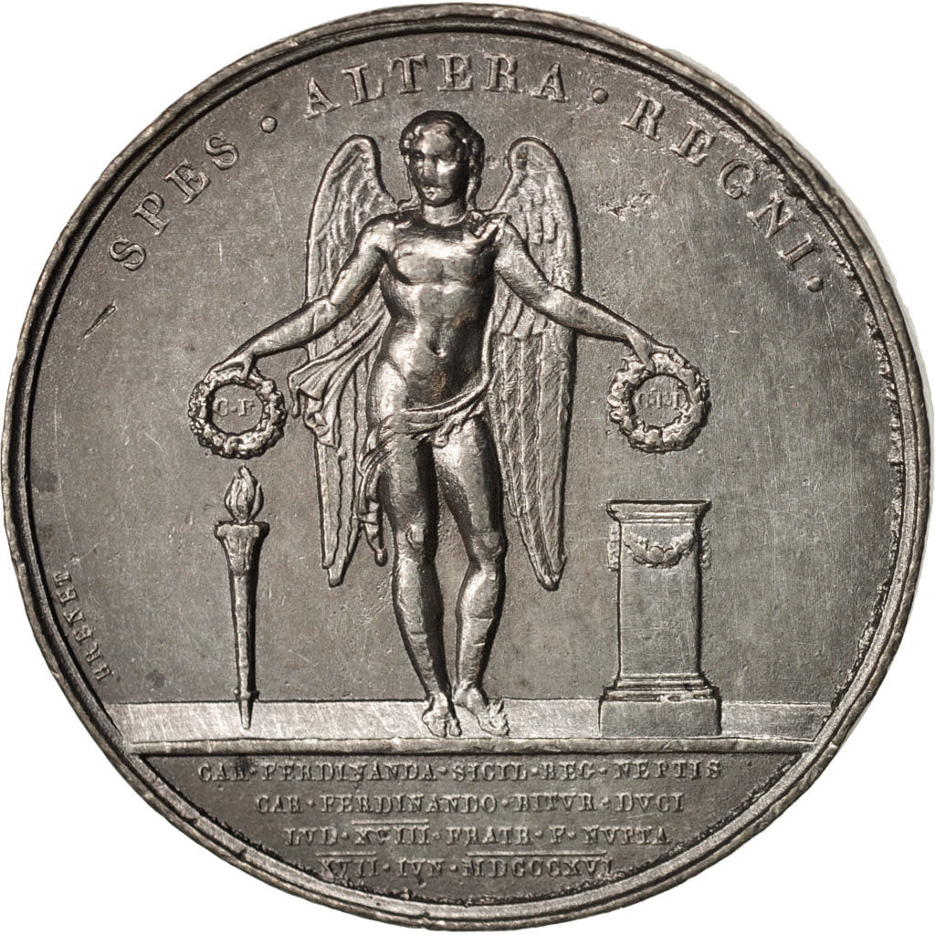 France, Medal, Mariage du duc de Berry et Marie-Caroline de Naples, Louis XVIII