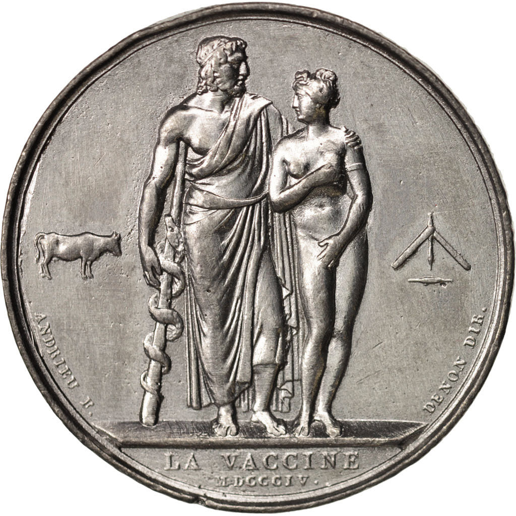 France, Medal, La vaccine, First French Empire, Medicine, 1804, Andrieu