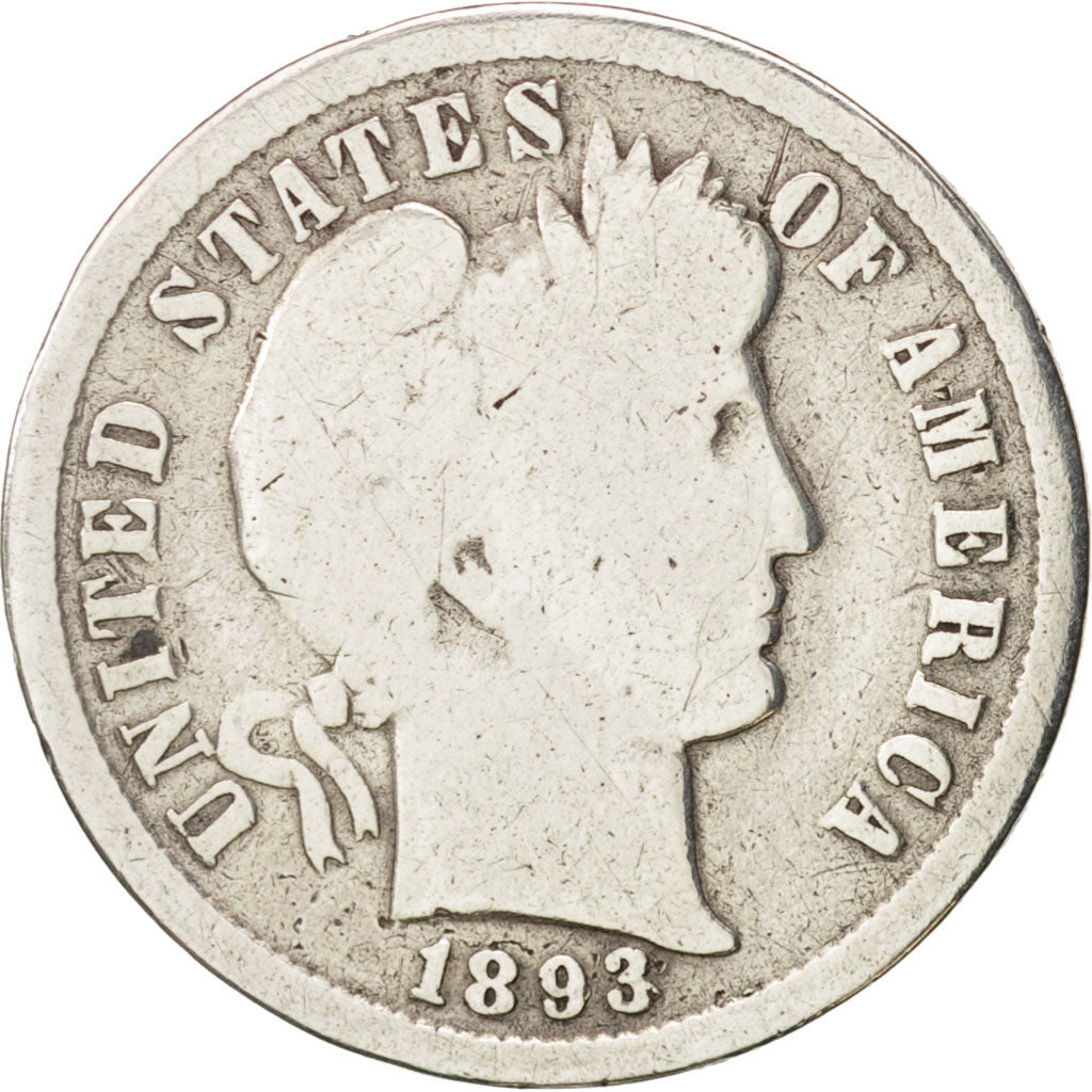 United States, Barber Dime, Dime, 1893, U.S. Mint, San Francisco, F(12-15)