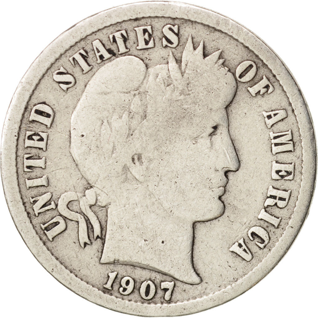 United States, Barber Dime, Dime, 1907, U.S. Mint, Philadelphia, F(12-15)