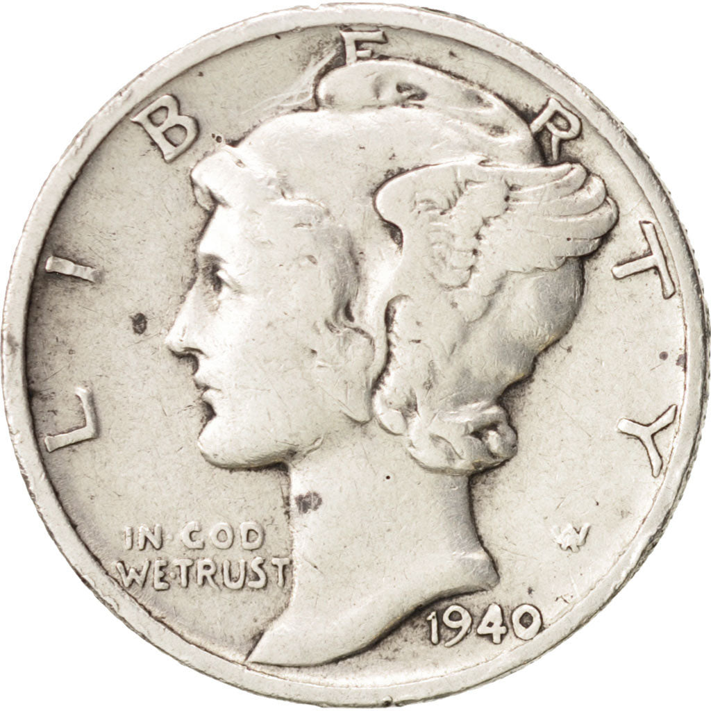 Coin, United States, Mercury Dime, Dime, 1940, U.S. Mint, Denver, EF(40-45)