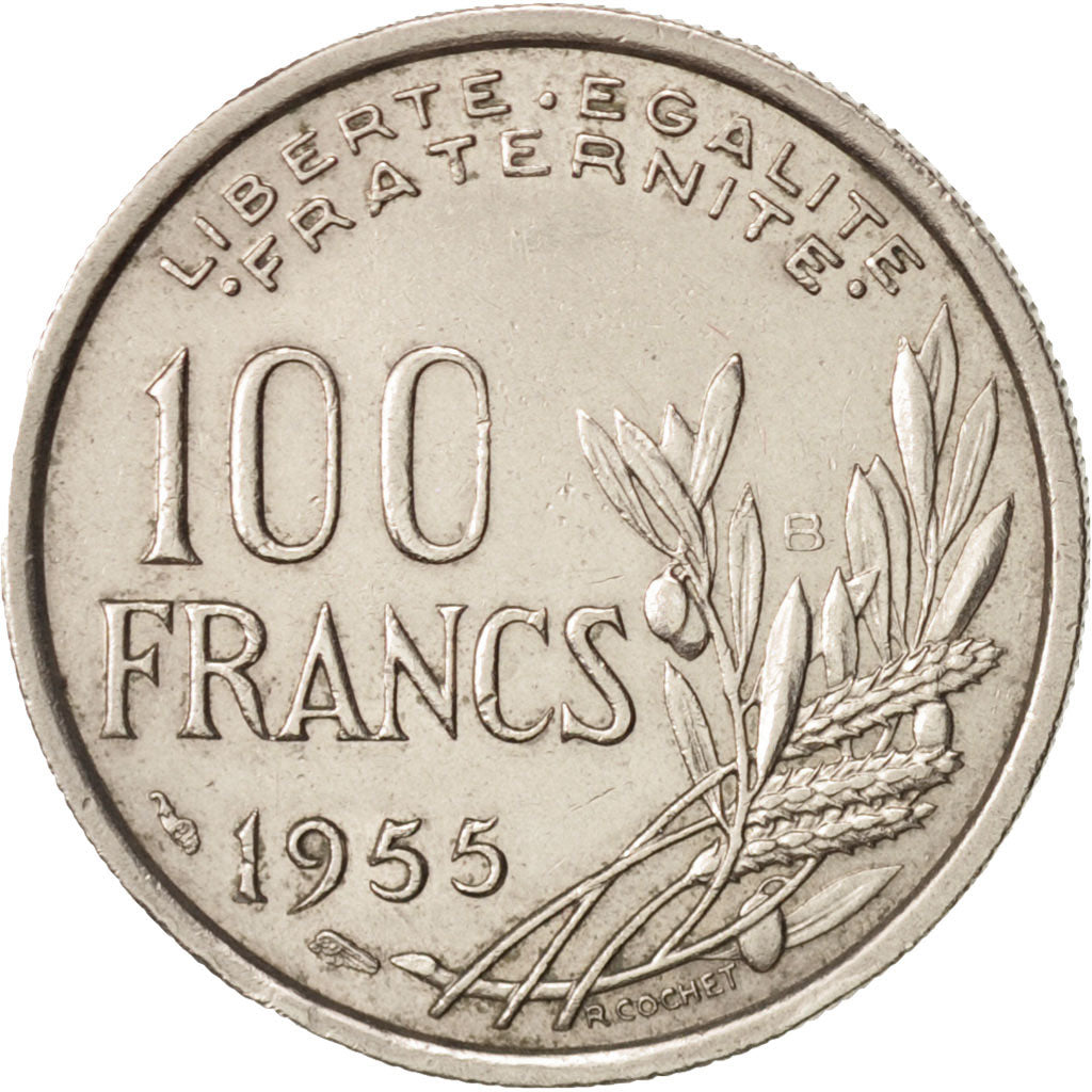 Francia, Cochet, 100 Francs, 1955, Beaumont le Roger, BB+, Rame-nichel, KM:919.2