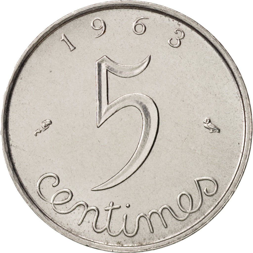 Münze, Frankreich, Épi, 5 Centimes, 1963, Paris, VZ, Stainless Steel, KM:927