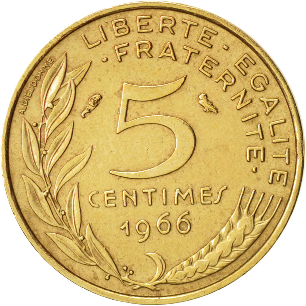 France, Marianne, 5 Centimes, 1966, Paris, AU(55-58), Aluminum-Bronze