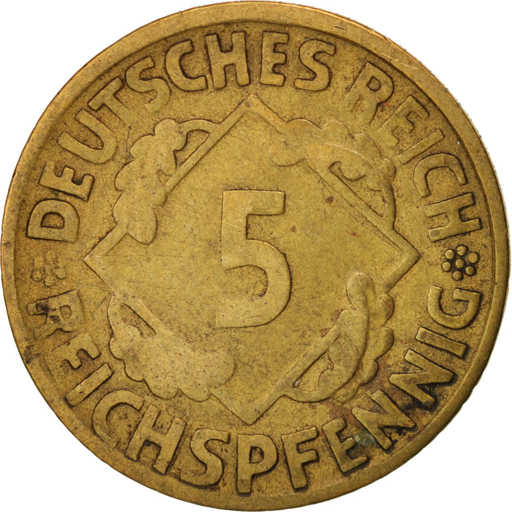 Munten, Duitsland, Weimarrepubliek, 5 Reichspfennig, 1925, Munich, FR+