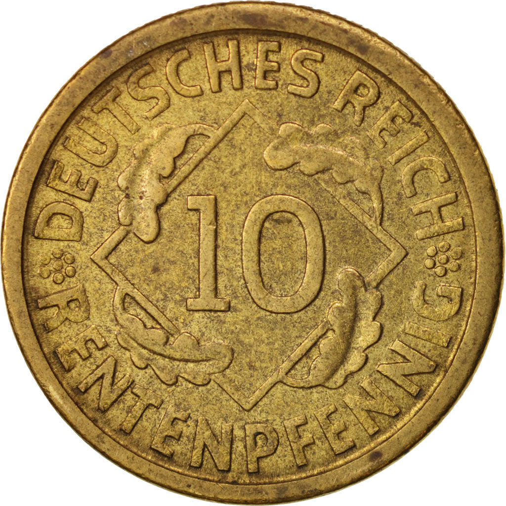 GERMANY, WEIMAR REPUBLIC, 10 Rentenpfennig, 1924, Berlin, EF(40-45)