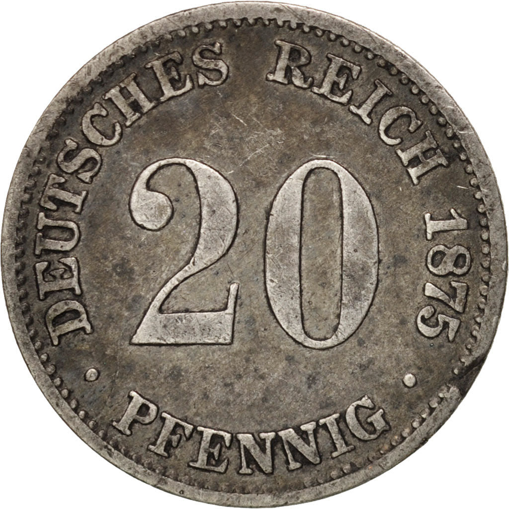 Coin, GERMANY - EMPIRE, Wilhelm I, 20 Pfennig, 1875, Frankfurt, EF(40-45)