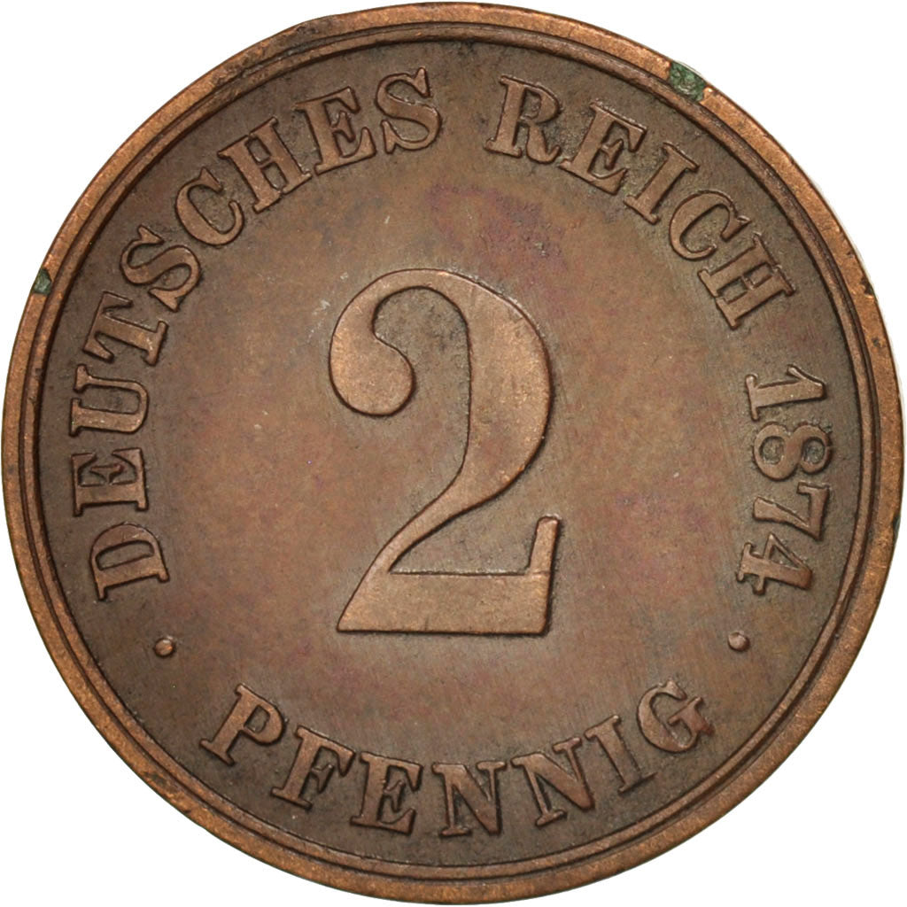 Moneta, GERMANIA - IMPERO, Wilhelm I, 2 Pfennig, 1874, Frankfurt, BB+, Rame