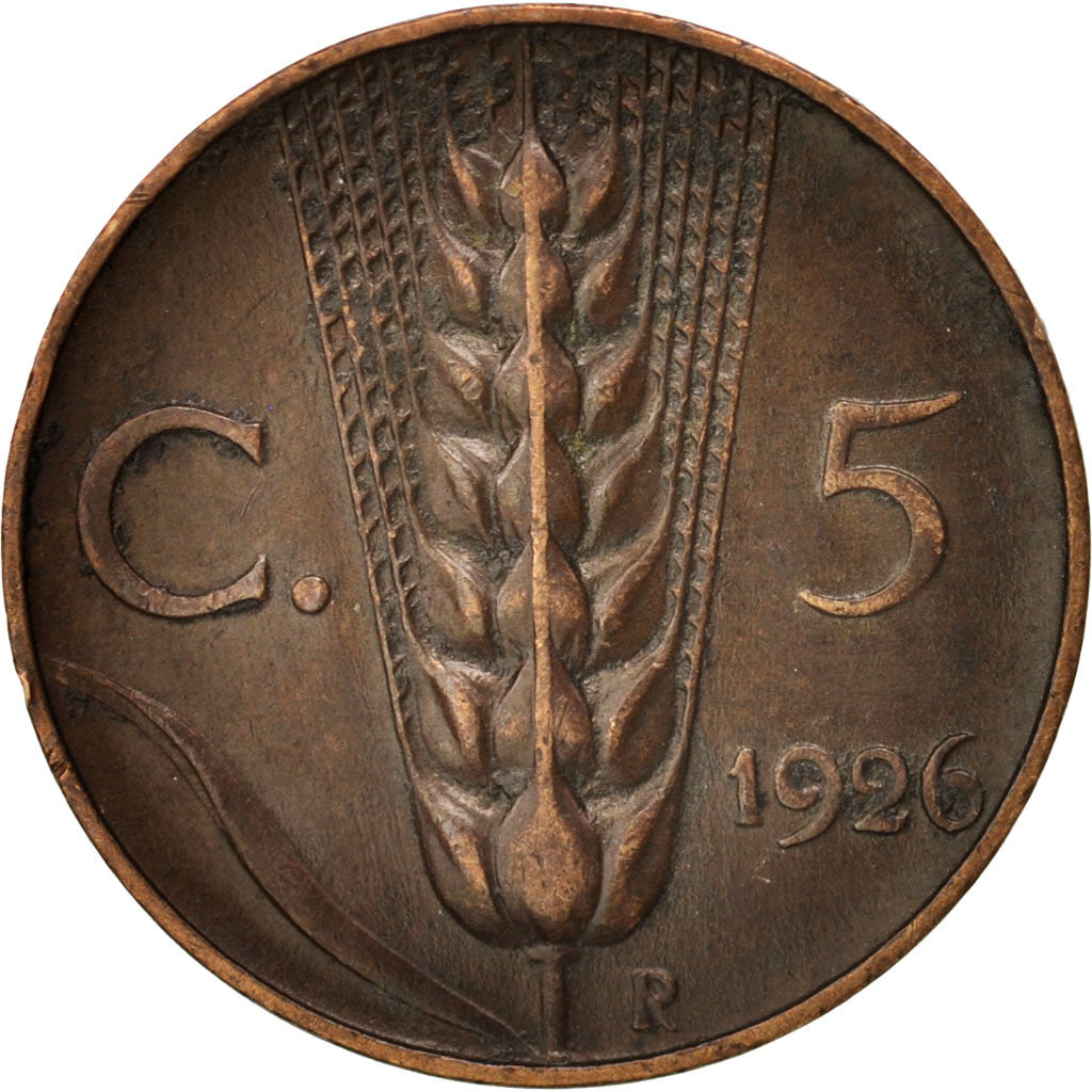 Coin, Italy, Vittorio Emanuele III, 5 Centesimi, 1926, Rome, EF(40-45), Bronze