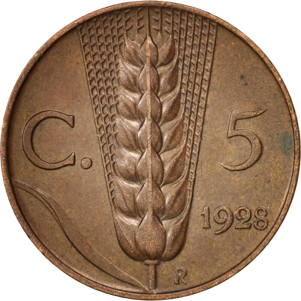 Italien, Vittorio Emanuele III, 5 Centesimi, 1928, Rome, AU(50-53), Bronze