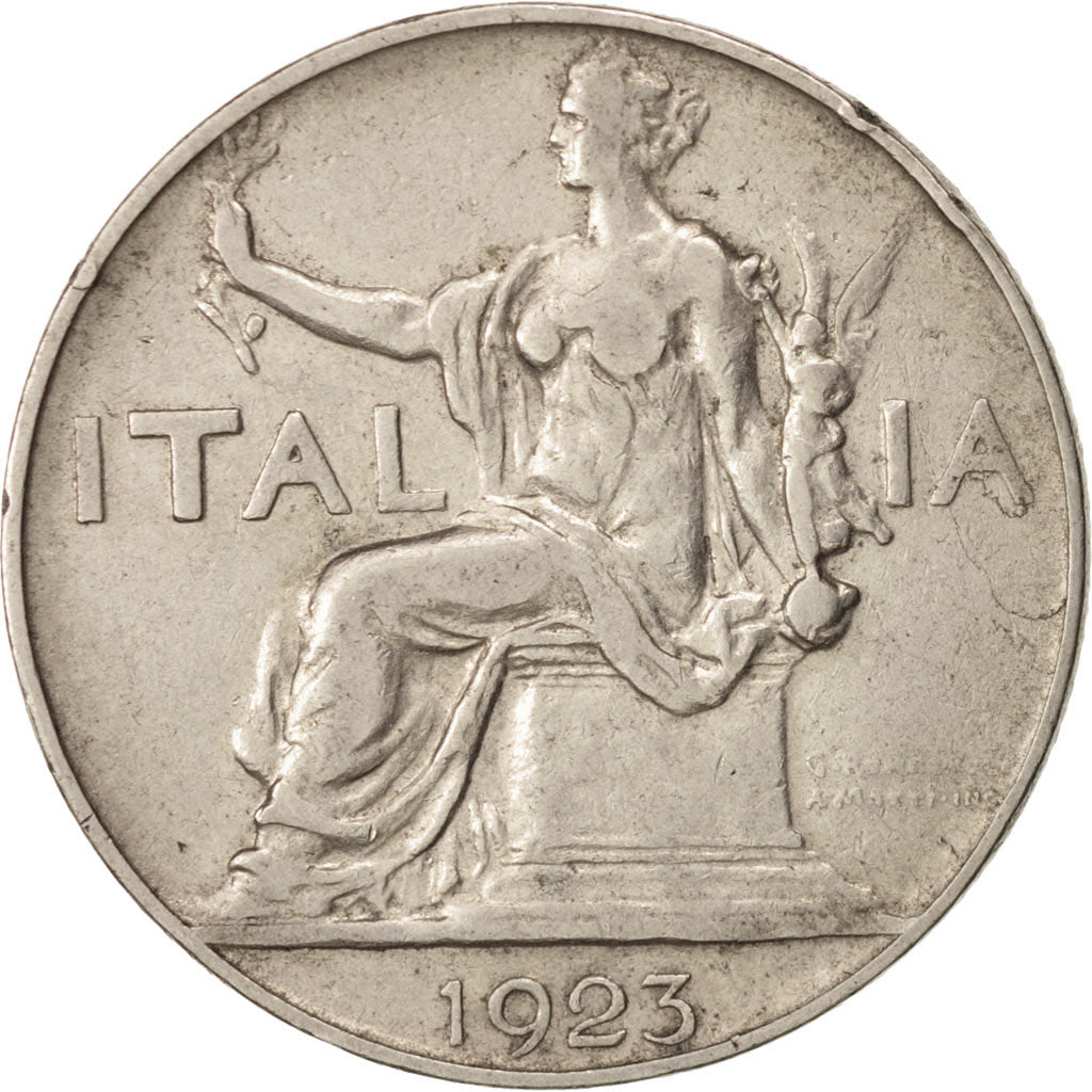 Moneta, Italia, Vittorio Emanuele III, Lira, 1923, Rome, MB+, Nichel, KM:62
